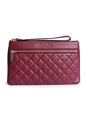 Michael Kors Selma Quilt Butter Calf Leather Large Zip Clutch